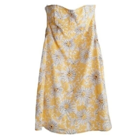 RW&CO Strapless Floral Mini Dress Yellow & White Sz 10 Flawed - Picture 1 of 12